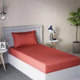 DDecor Rust Red 180 TC Cotton Single Bedsheet with 1 Pillow Cover-11
