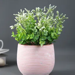 TAYHAA Pink & White Spiral Textured Ceramic Planter-20