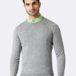 Van Heusen Athleisure Men Grey Textured Crew Neck Full Sleeve Sweater-image-46