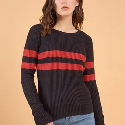 STYLE BLUSH Striped Acrylic Pullover-picture-39