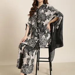 SHOWOFF Floral Printed Mandarin Collar Shirt & Mid-Rise Trouser-picture-56