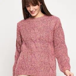 Madame Cable Knit Acrylic Pullover-image-3