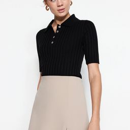 Trendyol Cable Knit Self Design Shirt Collar Acrylic Pullover Sweater-15