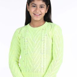 Wingsfield Girls Self Design Cable Knit Acrylic Pullover-picture-19