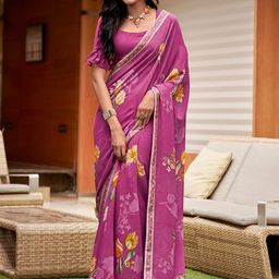 Mitera Floral Pure Georgette Saree-image-25