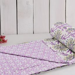 RF RELAXFEEL Pink & White Floral Cotton Heavy Winter 150 GSM Single Bed Dohar-image-90