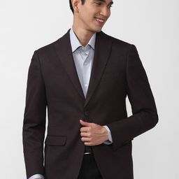 Peter England Elite Men Black Single-Breasted Slim-Fit Formal Blazer-58
