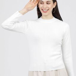 Tokyo Talkies Women Off-White Solid Sweater-image-76