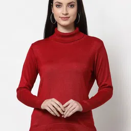 Club York Women Red Solid Long Sleeves Pullover Sweater-image-37