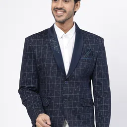 KLOTTHE Checked Cotton Slim-Fit Single Breasted Formal Blazer-picture-51