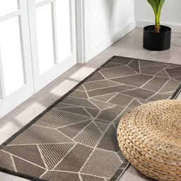 OBSESSIONS Beige & Grey Geometric-Printed Anti-Static Floor Runner-11