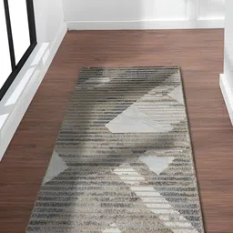 OBSESSIONS Beige & Grey Geometric-Printed Anti-Static Floor Runner-12