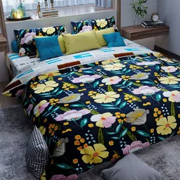 LABHAM Crystal Comforter Green Floral Heavy Winter Cotton 150 GSM Double Bed Comforter-image-11