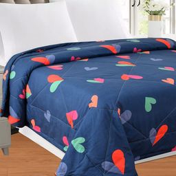 SEJ by Nisha Gupta Blue & Red Microfiber AC Room 150 GSM Reversible Single Bed Comforter-18