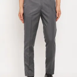 VEI SASTRE Men Charcoal Smart Slim Fit Trousers-picture-36