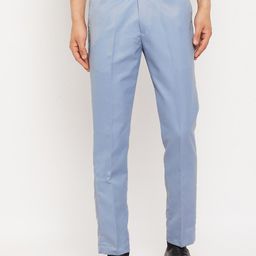 VEI SASTRE Men Blue Smart Slim Fit Trousers-image-23