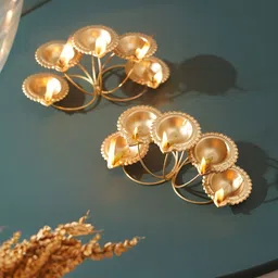 Homspurts Gold-Toned 2 Pieces Tea Light Metal Candle Holders-picture-8