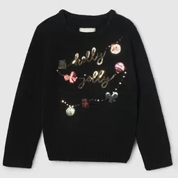 max Girls Embellished Acrylic Wool Pullover-98