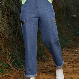 Athena Women Side Cut-Out Denim Trouser-image-83