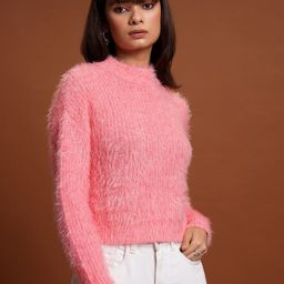 Tokyo Talkies Pink Self Design Acrylic Pullover-image-70