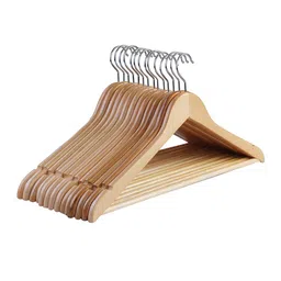 ASH AND ROH Set Of 10 Beige Solid Wooden Hanger-image-8