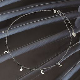 Accessorize London Women Silver-Toned Star & Moon Station Necklace-image-62