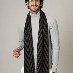 HANDICRAFT PALACE Men Black & Brown Self Design Winter Mufflers-image-60