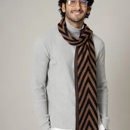 HANDICRAFT PALACE Men Brown & Black Ikat Printed Woolen Mufflers-image-58