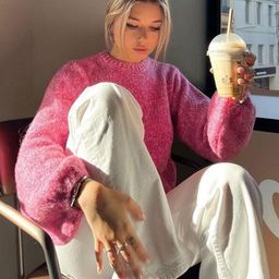 StyleCast Pink Ribbed Round Neck Pullover-image-14