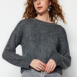 Trendyol Cable Knit Self Design Crop Pullover Sweater-image-17