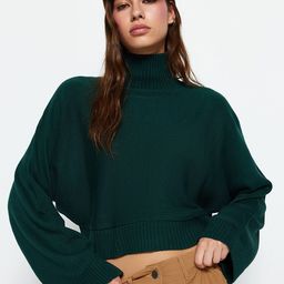 Trendyol High Neck Drop-Shoulder Sleeves Crop Pullover Sweaters-30