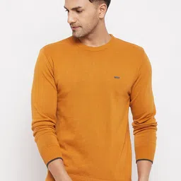 Duke Men Mustard Yellow Solid Long Sleeves Pullover-picture-19