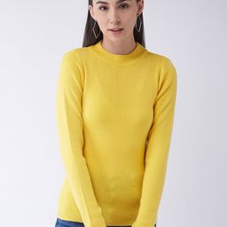 RVK Women Plus Size Yellow Ribbed Pullover-picture-26