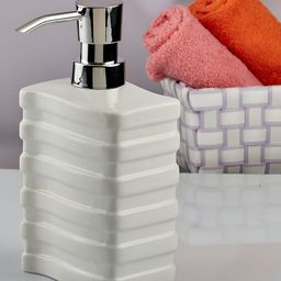 Kookee White Abstract Ceramic Glossy Soap Dispenser 350 ml-54
