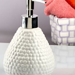 Kookee White & Silver Toned Abstract Ceramic Soap Dispenser 400 ml-22