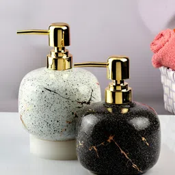 Kookee White & Black 2 Pieces Abstract Ceramic Soap Dispenser-3