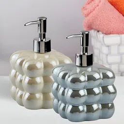 Kookee Grey & Brown 2 Pieces Abstract Ceramic Soap Dispensers-26