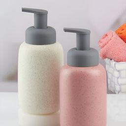 Kookee Beige & Peach 2 Pieces Printed Ceramic Soap Dispensers 400 ml Each-41
