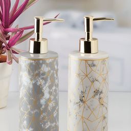 Kookee 2 Pieces Grey Abstract Ceramic Soap Dispenser 400 ml-8