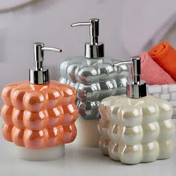 Kookee Beige & Blue 3 Pieces Textured Ceramic Soap Dispensers 400 ml each-13
