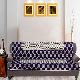 Nendle Violet & White Woven-Designed Cotton 3-Seater Sofa Cover-image-44
