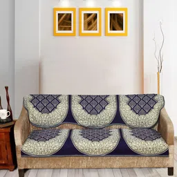 Nendle Violet & White Woven-Designed Cotton 3-Seater Sofa Cover-image-38