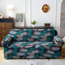 Aura Green & Black Printed Stretchable 3 Seater Sofa Cover With Arms-image-66