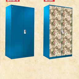 WallDaddy Beige & Green Printed Paper Almirah Sticker-image-55