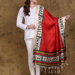 Exotic India Ethnic Motifs Printed Art Silk Dupatta-3