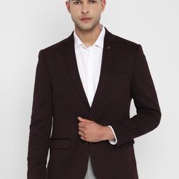 Turtle Men Maroon Solid Single Breasted Formal Blazer-picture-26