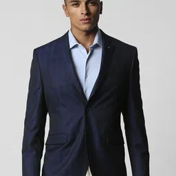 Van Heusen Slim-Fit Checked Notched Lapel Single Breasted Formal Blazer-picture-40