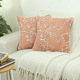 House This Rust Set of 2 Floral Square Cushion Covers-64