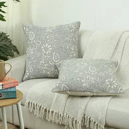 House This Grey Set of 2 Floral Rectangle Cushion Covers-image-19