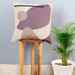 CAZIMO Beige & Pink Abstract Jacquard Woven Square Cushion Cover-12